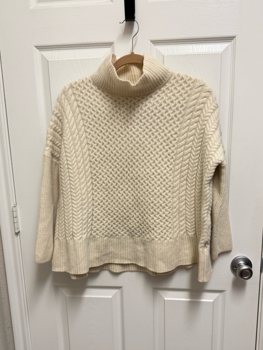 AYR Chunky Cream Knit Wool Turtleneck Sweater